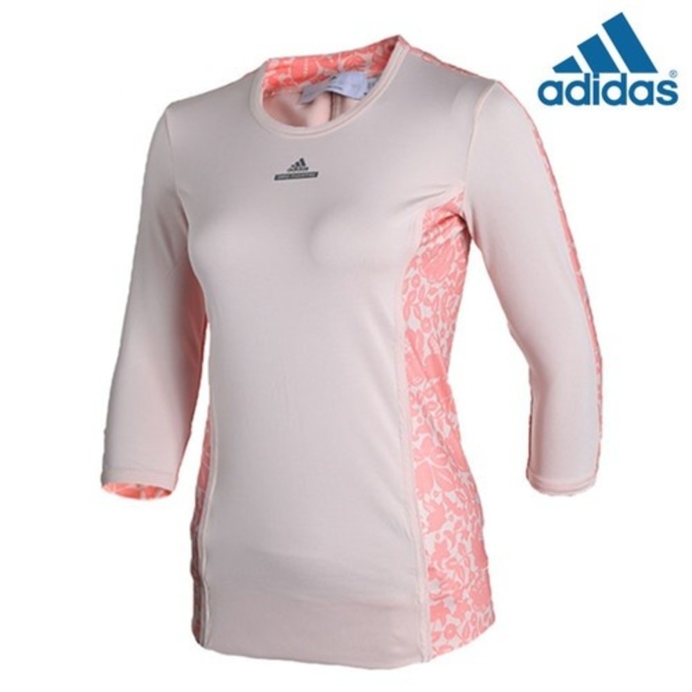 Adidas Stella McCartney Barricade Tennis Top Pink Floral 3/4 Sleeve- Small